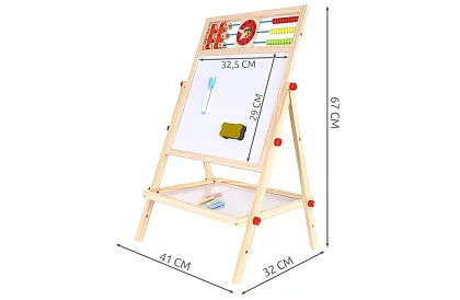 Dwustronna drewniana tablica dla dzieci 6w1 + akcesoria
