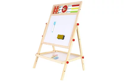 Dwustronna drewniana tablica dla dzieci 6w1 + akcesoria