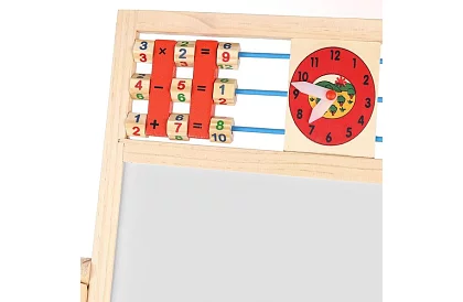 Dwustronna drewniana tablica dla dzieci 6w1 + akcesoria