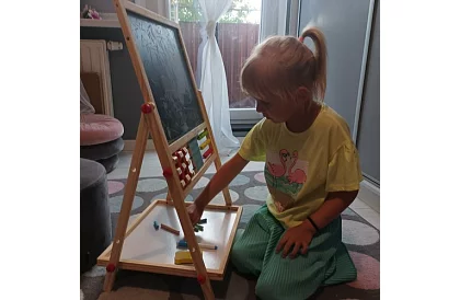 Dwustronna drewniana tablica dla dzieci 6w1 + akcesoria