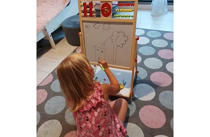 Dwustronna drewniana tablica dla dzieci 6w1 + akcesoria