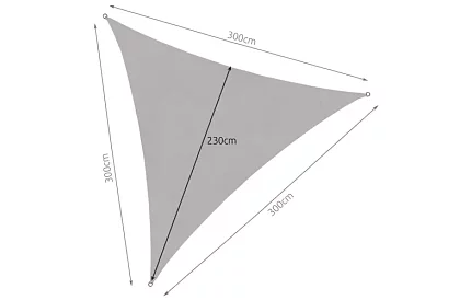 Strefa przeciwsłoneczna trójkąt 3 × 3 × 3 m – szara