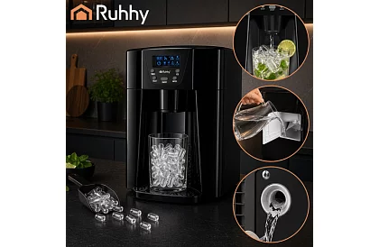 Domowy producent kostek lodu z LCD – sprężarkowy 12 kg/24 h – czarny