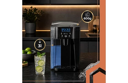 Domowy producent kostek lodu z LCD – sprężarkowy 12 kg/24 h – czarny