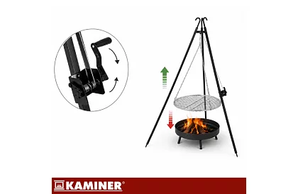 Grill trójnogowy z rusztem 70 cm – wiszący grill ogrodowy na ognisko
