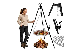 Grill trójnogowy z rusztem 70 cm – wiszący grill ogrodowy na ognisko