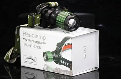 LED ładowana latarka czołowa BL6808 – CREE LED 500 lm