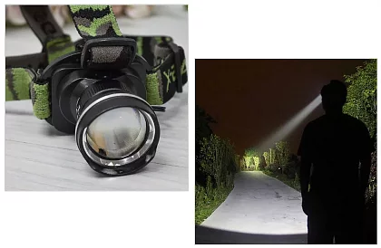 LED ładowana latarka czołowa BL6807 – ZOOM CREE LED 500 lm