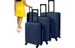 Zestaw 3 walizek podróżnych na kółkach 39 l, 70 l, 99 l – ciemnoniebieski