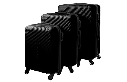 Zestaw 3 walizek podróżnych na kółkach 39 l, 70 l, 99 l – Czarny