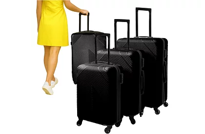 Zestaw 3 walizek podróżnych na kółkach 39 l, 70 l, 99 l – Czarny