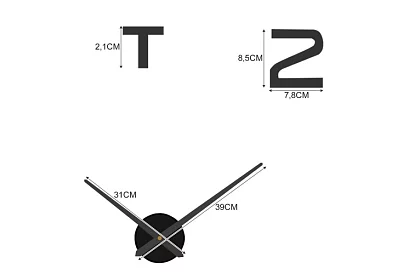 Zegar DIY na ścianę czarne – średnica 60 do 130 cm