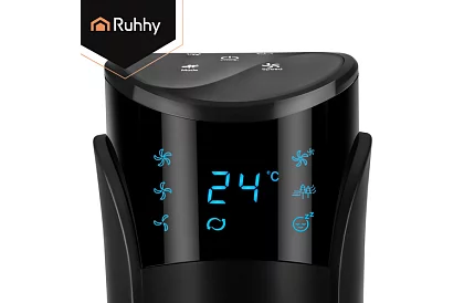 Wentylator kolumnowy oscylacyjny 83 cm, 45 W – czarny + pilot zdalnego sterowania