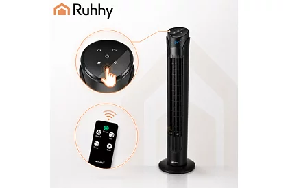 Wentylator kolumnowy oscylacyjny 83 cm, 45 W – czarny + pilot zdalnego sterowania