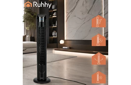 Wentylator kolumnowy oscylacyjny 83 cm, 45 W – czarny + pilot zdalnego sterowania