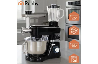 Robot kuchenny z mikserem i maszynką do mięsa – 2000 W, podgrzewana misa 6,2 l