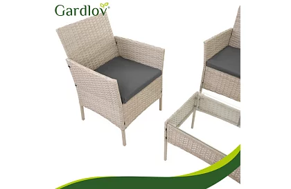 Zestaw mebli ogrodowych – stół, sofa, 2 krzesła – beżowy