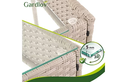 Zestaw mebli ogrodowych – stół, sofa, 2 krzesła – beżowy
