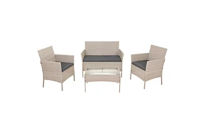 Zestaw mebli ogrodowych – stół, sofa, 2 krzesła – beżowy