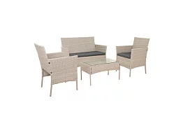 Zestaw mebli ogrodowych – stół, sofa, 2 krzesła – beżowy