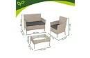 Zestaw mebli ogrodowych – stół, sofa, 2 krzesła – beżowy