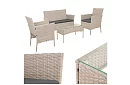 Zestaw mebli ogrodowych – stół, sofa, 2 krzesła – beżowy