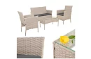 Zestaw mebli ogrodowych – stół, sofa, 2 krzesła – beżowy