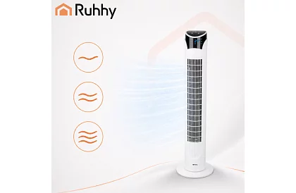 Wentylator kolumnowy oscylacyjny 83 cm, 45 W – biały + pilot zdalnego sterowania