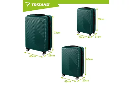 Zestaw 3 walizek podróżnych na kółkach 39 l, 70 l, 99 l – zielona