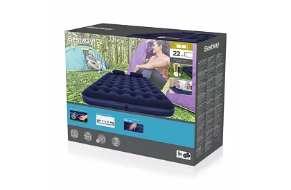 Materac dmuchany z pompką i poduszkami 203 × 152 × 22 cm – B67374