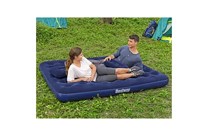 Materac dmuchany z pompką i poduszkami 203 × 152 × 22 cm – B67374