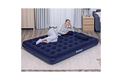 Materac dmuchany z pompką i poduszkami 203 × 152 × 22 cm – B67374