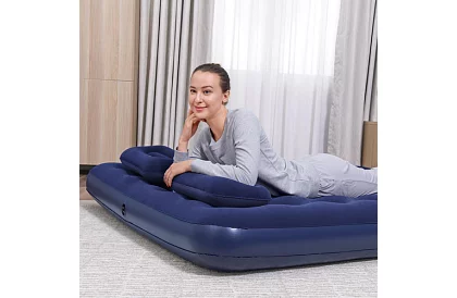 Materac dmuchany z pompką i poduszkami 203 × 152 × 22 cm – B67374