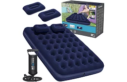 Materac dmuchany z pompką i poduszkami 203 × 152 × 22 cm – B67374