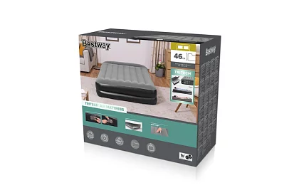 Materac dmuchany z wbudowaną pompą i poduszką 203 × 152 × 46 cm – B67403