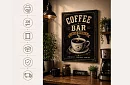 Coffee bar - obraz - Retro káva bar znak 07