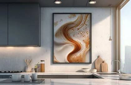 Kawa fala - obraz - Elegancka abstrakcja inspirowana cappuccino 29
