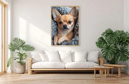 Przytulny towarzysz - obraz - Urocza chihuahua w miękkim legowisku 17