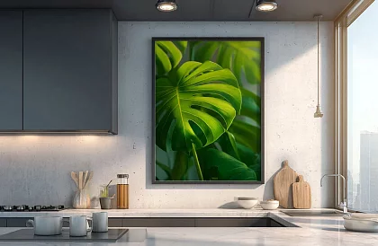 Tropikalny liść - obraz - Monstera w nowoczesnym stylu naturalnym 45