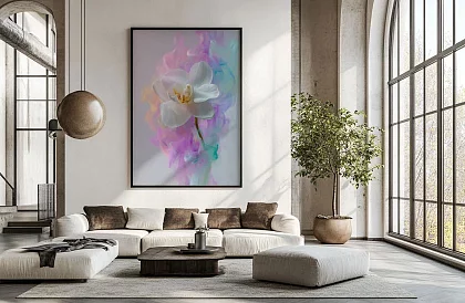 Delikatna aura - obraz - Orchidea w kolorowej mgle 51