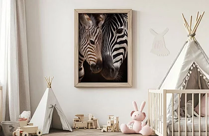 Bliskość natury - obraz - Zebra z młodym w detalu 55