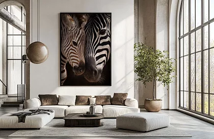 Bliskość natury - obraz - Zebra z młodym w detalu 55