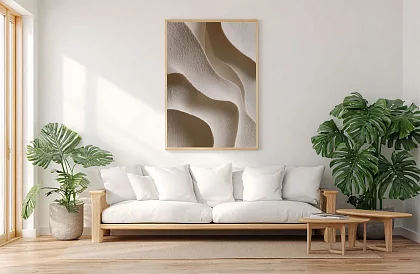Fale w piasku - obraz - Minimalistyczna abstrakcja w naturalnych odcieniach 69
