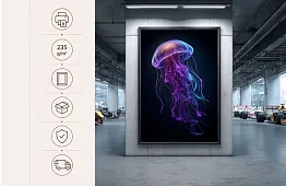 Neonowa głębia - obraz - Meduza w nowoczesnym stylu świetlnym 64