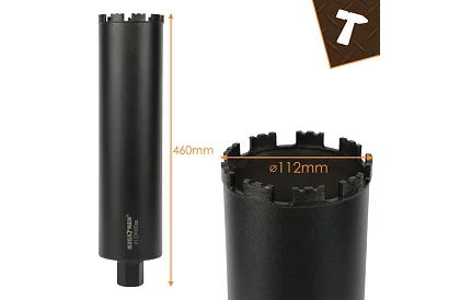 Wiertło diamentowe rdzeniowe 112 × 460 mm - 1.1/4 UNC do betonu, kamienia i żelbetu