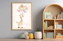 Żyrafa z balonami - obraz - Wesoła żyrafa z kolorowymi balonami 75
