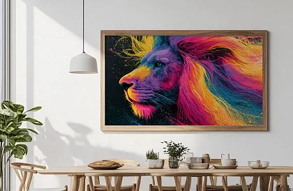 Król kolorowej energii - obraz - Neonowy lew w ruchu 85