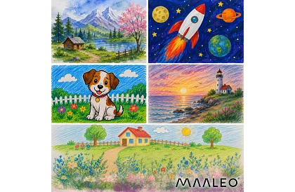 Zestaw przyborów artystycznych dla dzieci 145 elementów + XXL etui Astronaut