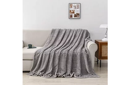 Koc 160 × 200 cm – szary, mikrofibra, jakość premium