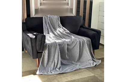 Koc 160 × 200 cm – szary, mikrofibra, jakość premium